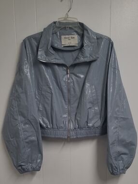 Matin Kim Matin Coating Crop Blouson/Jacket Sky Blue Zip Up NWOT Size Small